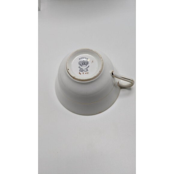 Rosina Wide Mouth Teacup & Saucer Set Floral Pattern & Gold Trim Bone China - Picture 3 of 16